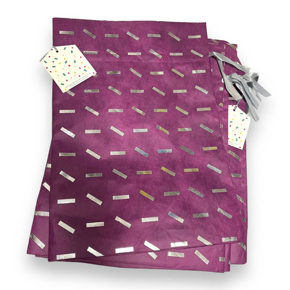 10 x  Large 18" Purple Fabric GIFT BAGS w/ Silver Ribbon | Christine Taylor CTC - Picture 12 of 13